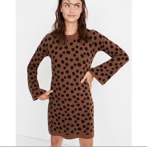 MADEWELL cheetah print wool blend sweater dress